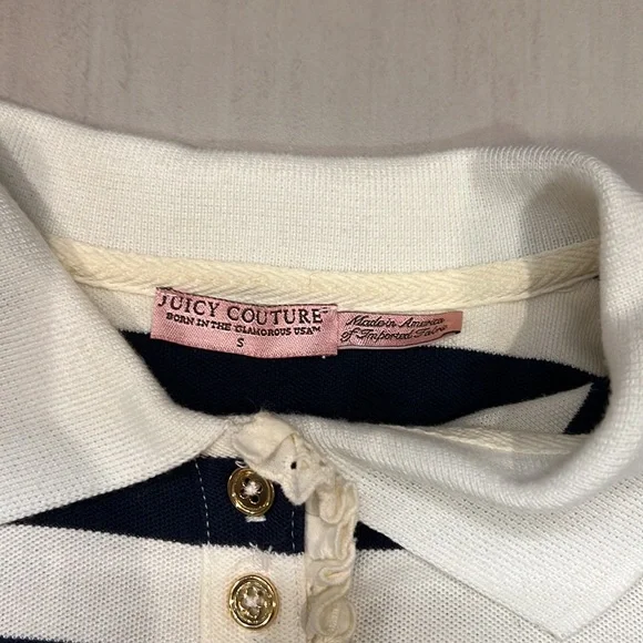 Juicy Couture Vintage Y2K Striped Polo Puff Short Sleeve Top Size Small - Picture 9 of 13